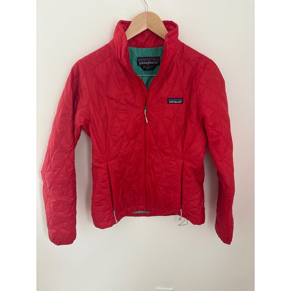 Patagonia Nano Puff Jacket Womens XS Red Teal Primaloft Quilted Insulated Puffer